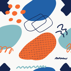 Trendy vector seamless pattern with abstract forms.