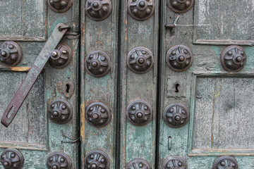 Colonial Catholic church door architecture detail