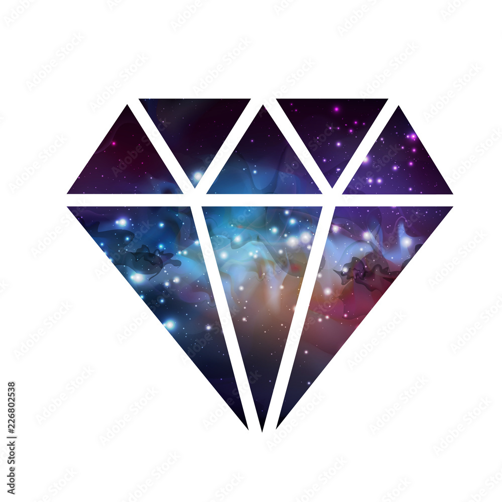 Wall mural diamond flat vector icon with space background inside