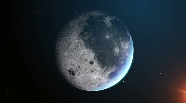 Full Moon rotation loop. Epic Moon spinning from the space . very high detailed Realistic Moon 4k. close up view of moon surface full hd. galaxy and science background.