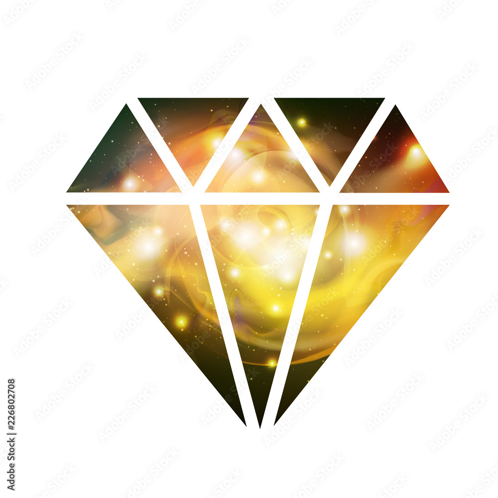 Poster diamond flat vector icon with space background inside