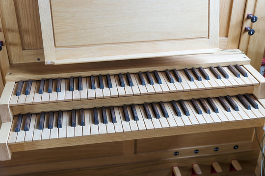 View of old piano keyboard with old retro tone