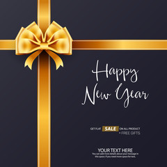 Fototapeta na wymiar Happy New Year Gift Sale Vector Background Template Design