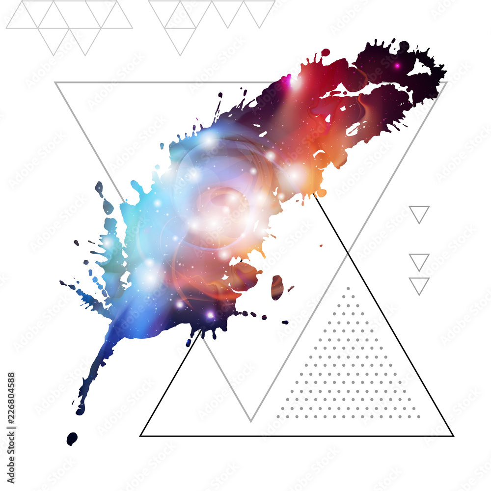 Poster feather flat vector icon with space background inside