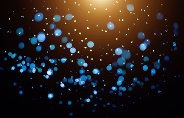 Blue and orange color abstract bokeh background for technology theme design