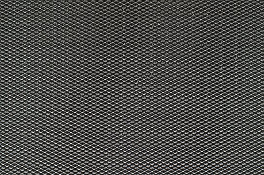The photo of dark gray aluminum grid of cooking hood's filter that taking as background.