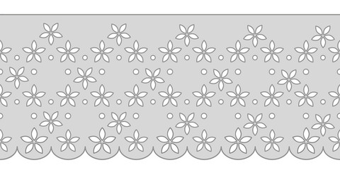 Decorative ornament for border of fabric. Stylized texture of embroidery, imitation satin stitch. Vector pattern for printing on fabric, clothes, hem of dress, cuff, collar. 
