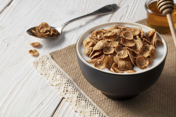 Breakfast of oatmeal with strawberries.
