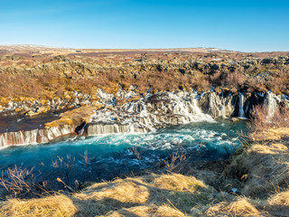 Fototapeta na wymiar Hraunfossar waterfall in Iceland