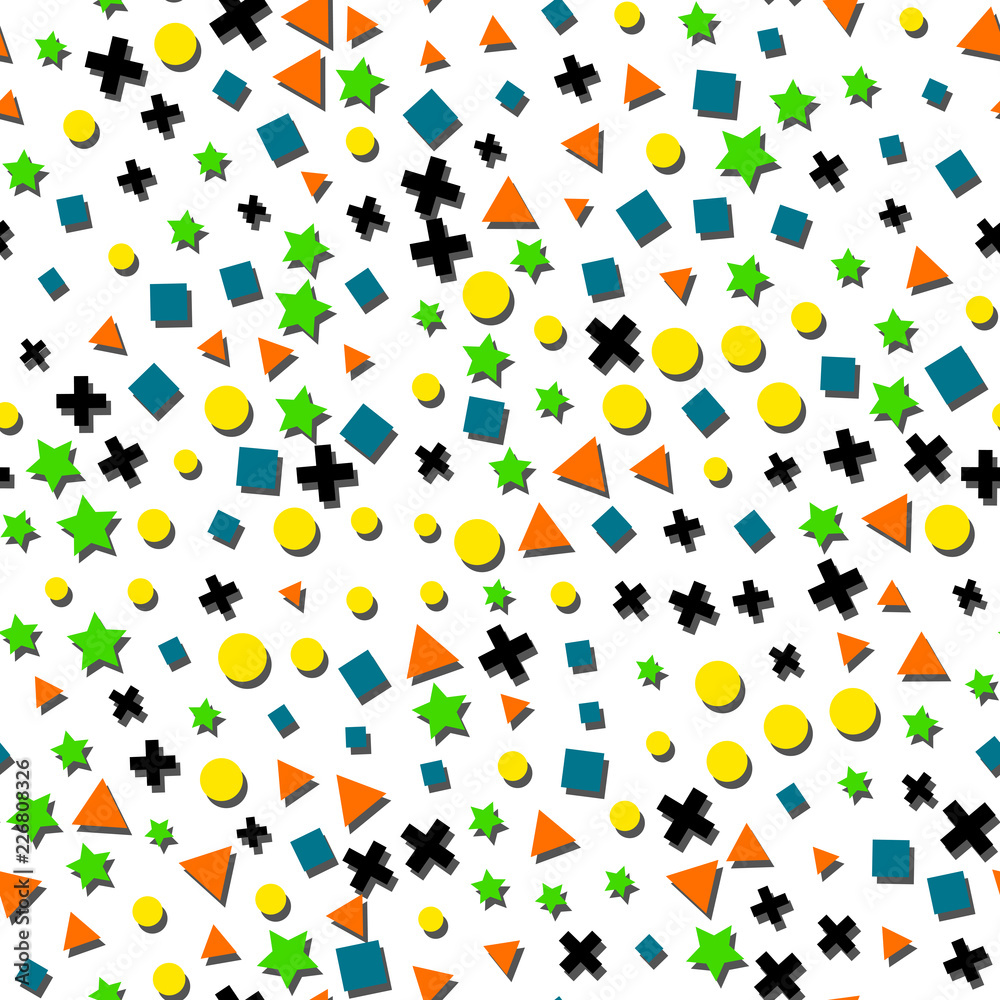 Fototapete Abstract seamless pattern. Vector pattern with different shapes.