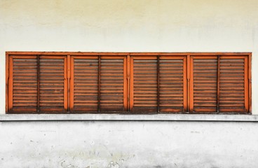 vintage wood window at train station