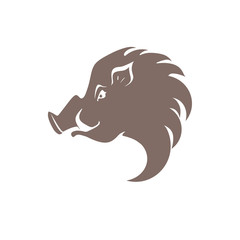 Boar Head. Flat vector template isolated on white.