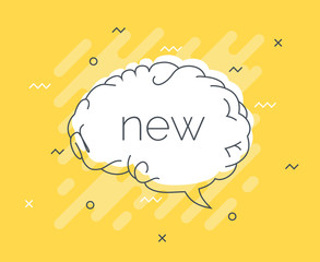 Quick Tips badge with speech bubble new brain. Trendy flat vector on yellow background. Smart concept vector illustration.