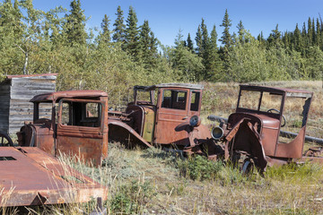 September 03 2018, Champagne Yukon Canada. Old abandoned car, in city of Chamapgne in Yukon, Canada