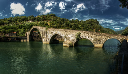 Ponte della Maddalena, "Devil's Bridge" in Borgo a Mozzano, province of Lucca, Tuscany