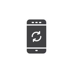 Mobile sync vector icon. filled flat sign for mobile concept and web design. Phone Synchronize arrows simple solid icon. Backup and restore symbol, logo illustration