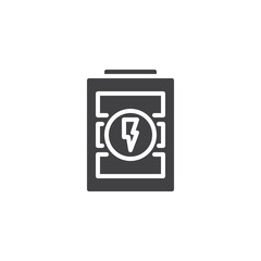 Recharge battery notification vector icon. filled flat sign for mobile concept and web design. Battery status simple solid icon. Symbol, logo illustration. Pixel perfect vector graphics