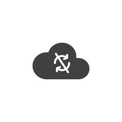 Cloud synchronization disconnected vector icon. filled flat sign for mobile concept and web design. No cloud sync simple solid icon. Symbol, logo illustration. Pixel perfect vector graphics