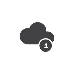 New cloud notification vector icon. filled flat sign for mobile concept and web design. Server message simple solid icon. Symbol, logo illustration. Pixel perfect vector graphics