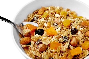 Bowl of granola and dried fruit