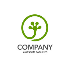Obraz premium kreatywny wektor logo koło gekona, wektor logo koło zielonego gekona lub noga jaszczurki