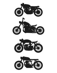 set of 4 vintage motorcycles. Vector graphics.