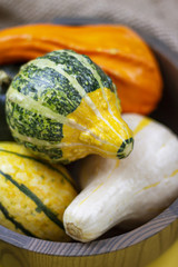 Close-up of Various Gourds