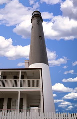 Obraz premium Pensacola Lighthouse - Naval Air Station - Pensacola, Florida - Completed in 1858 and lit in 1859, the Pensacola Lighthouse towers 160 feet above Pensacola Bay and the Florida Gulf Coast.