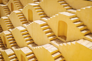 Panna Meena ka Kund Step-well near Amber fort in Jaipur, Rasjasthan India.