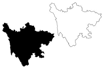 Sichuan Province (Administrative divisions of China, China, People's Republic of China, PRC) map vector illustration, scribble sketch Szechuan or Szechwan map