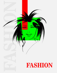 beauty girl face on a white background. Fashion girl. Vector illustration