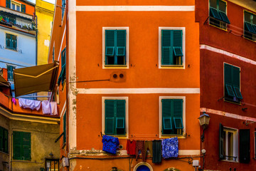 Colorful houses in Riomaggiore village Italy