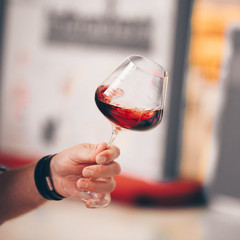 Red Wine Glass Hand Front View