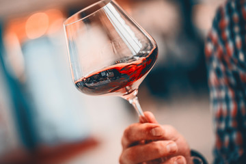 Red Wine Glass Hand Front View