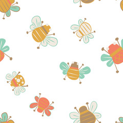 Cute bees seamless pattern