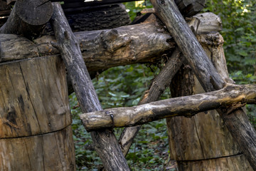 Old wooden construction, close up.