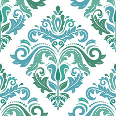 Orient vector classic pattern. Seamless abstract background with vintage blue and green elements. Orient background. Ornament for wallpaper and packaging