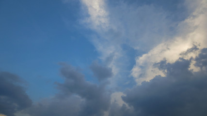 Naklejka na ściany i meble fluffy cloud and beautiful blue sky in the evening at thailand