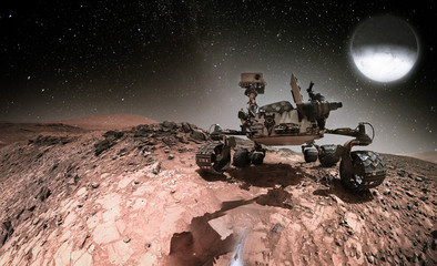 Rover on the Mars. Collage. Elements of this image furnisfurnished by NASA. © elen31