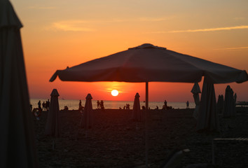 Photo background landscape sunset at the sea