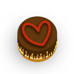 Icon Sweet Chocolate Cake with Cream Powder and Biscuit