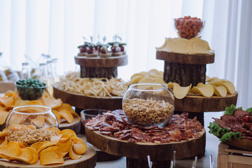 Holiday buffet with a variety of snacks	