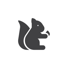 Pet Squirrel with nut vector icon. filled flat sign for mobile concept and web design. Animal simple solid icon. Symbol, logo illustration. Pixel perfect vector graphics