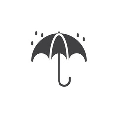 Umbrella and rain drops vector icon. filled flat sign for mobile concept and web design. Autumn season simple solid icon. Symbol, logo illustration. Pixel perfect vector graphics