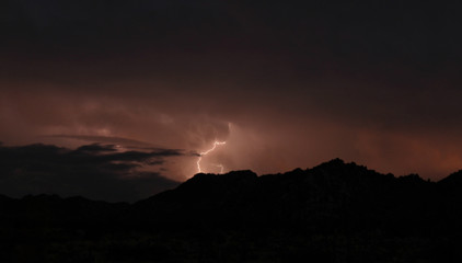 Lightning Strike Over Joshua Tree National Park, California