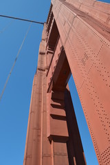 Golden gate bridge, tower structure, San Francisco,  suspension, steel, cables, landmark, USA, poster, print, California, road bridge, travel, sky.