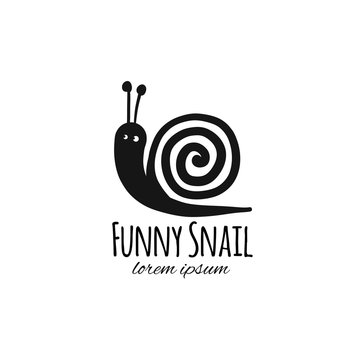 Funny snail, black silhouette for your design