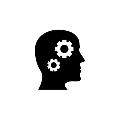 Head, think, gears icon. Element of training, seminar. Premium quality graphic design icon. Signs and symbols collection icon for websites, web design, mobile app