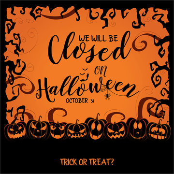 Halloween card we will be closed background. vector illustration.