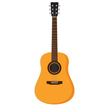 Akustik Gitarre Flat Design isoliert auf wei&szlig;em Hintergrund